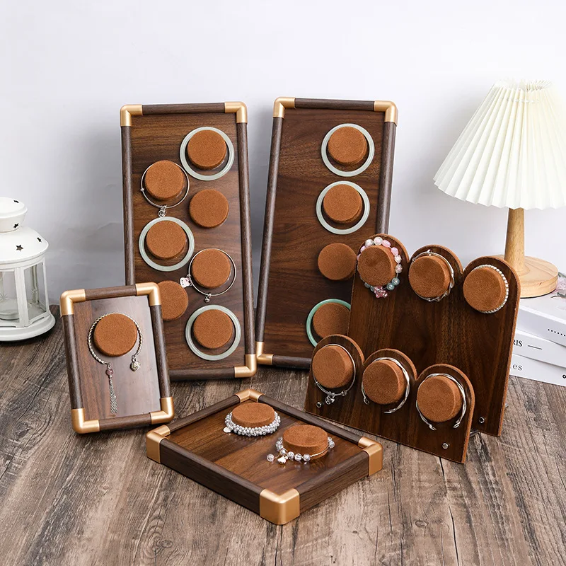 Wooden Bracelets Stand Luxury Retro Bangles Storage Holder Jewelers Counter Jewelry Display Shelf Packaging Organizer Supplies