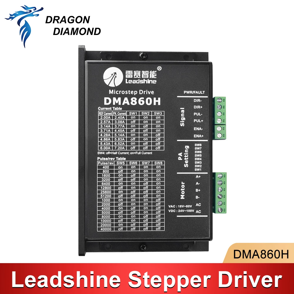 

Original Leadshine DMA860H 2 Phase Stepper Driver 18-80VAC for 60 86 110 Stepper Motor Nema23 Nema34 Nema42 Stepper Motor