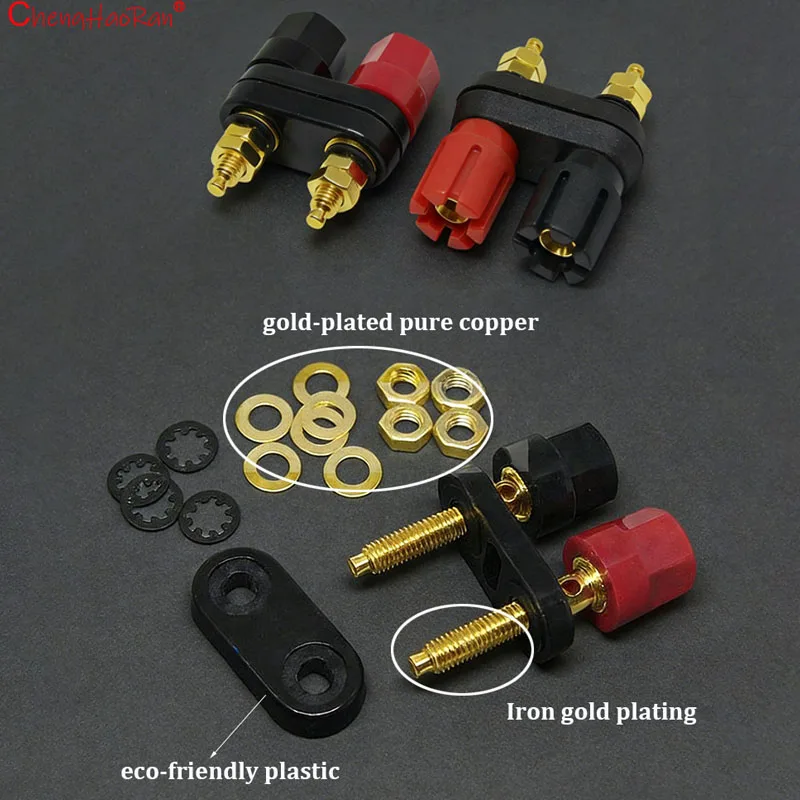1 Stück 4mm Bananenbuchse Integrierter Dual-Lautsprecher-Verstärkeranschluss Rot Schwarz Doppel-Hexagon/Doppel-Pflaumenblütenkopf