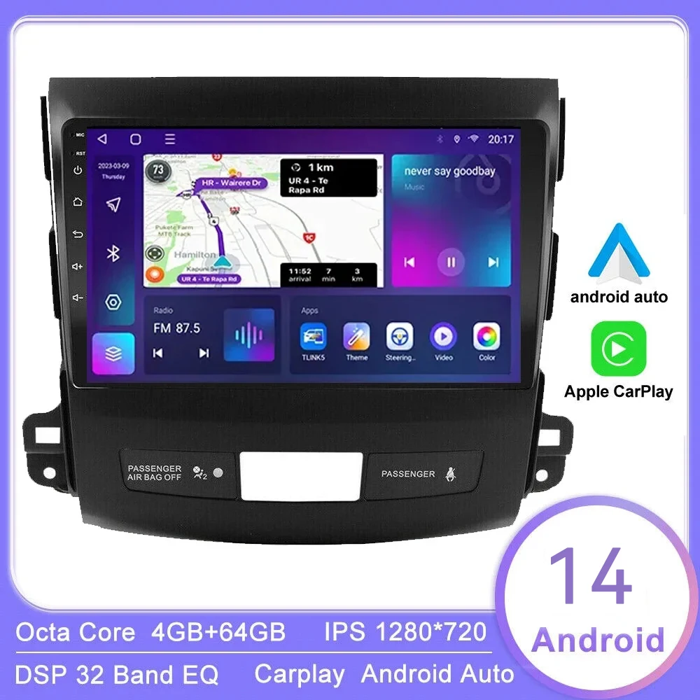 CarPlay Android14 8G+128G Car Multimedia Player Car Audio Car Radio For Mitsubishi Outlander2005-2012 Multimedia Video Player