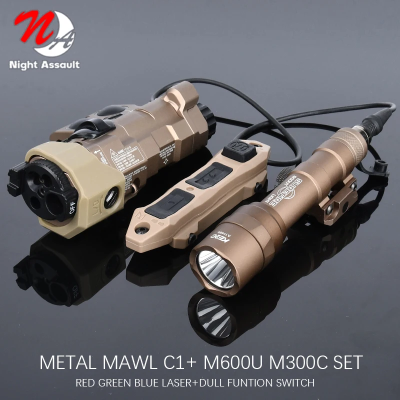 New Upgraded MAWL-C1 Tactical M600U M300C Light Airsoft CNC LED Aiming MAWL Red Dot Green Blue Hunting Weapon Lights IR Laser