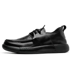 Mens Dress Shoes Genuine Leather Spring Business and Leisure Leather Shoes New Trend Versatile Thick Soled Shoes for Men