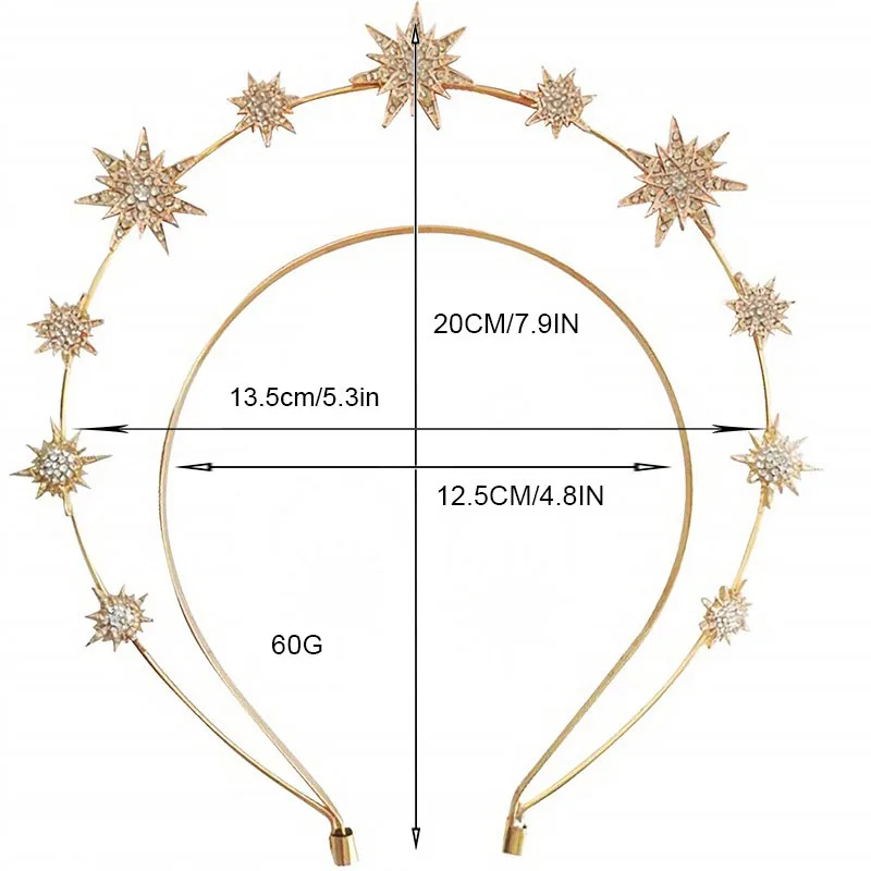 Fashion Metal Moon And Stars Handmade DIY Design Hairband Bridal Crown Wedding Headdress Jewelry