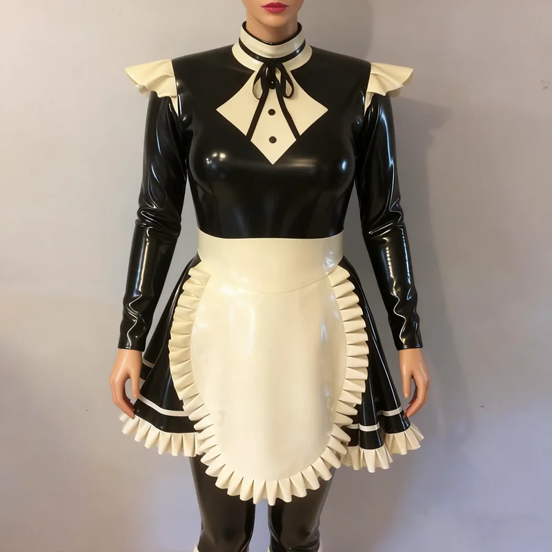 Disfraz de Cosplay de vestido negro Gummi de goma de látex, interruptores ajustables de 0,4mm de espesor disponibles en tallas S-XXL
