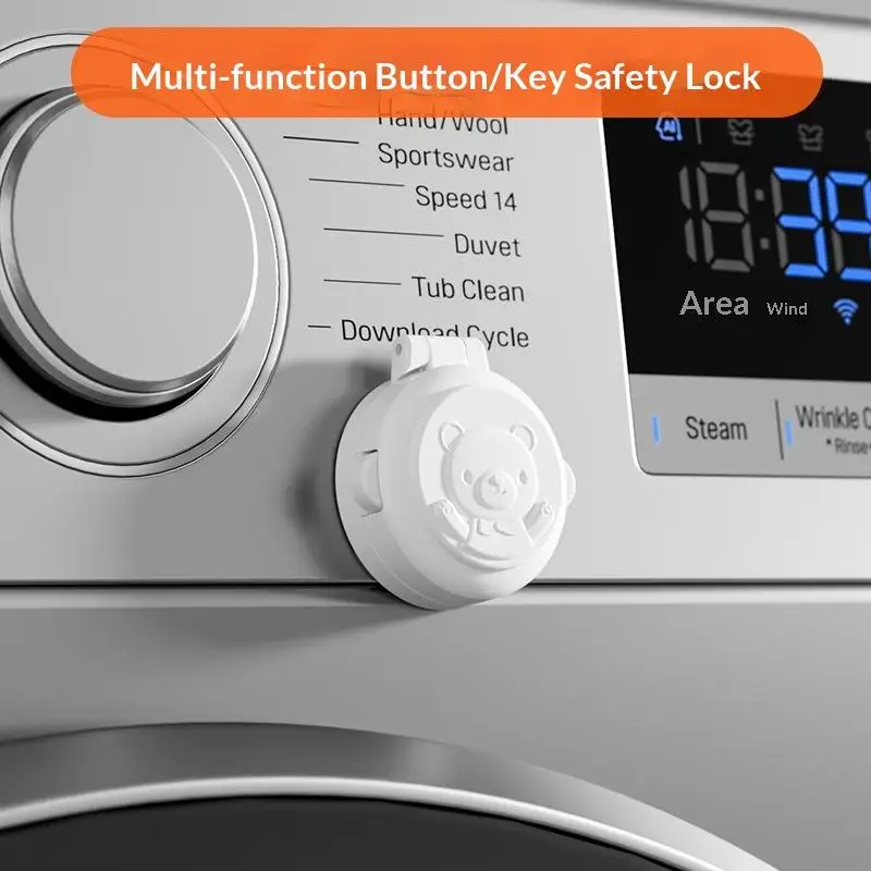Child Safety Button Lock Cute Bear Shape Self Adhesive Kids Proof Locks for Washing Machines Ovens Fridge Kitchen Baby Proofing