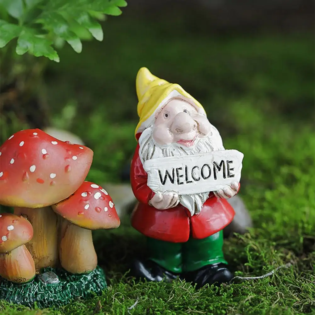 Hand Painted Garden Gnome Decorative Yard Gnome Figurine Mini Gnomes Figurine Set Resin Garden Statue Decor Small for Fairy