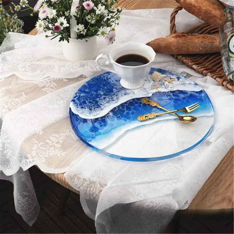 Round Silicone Mold Exquisite Handmade DIY Tool Crystal Mould 30 CM Crystal Epoxy Resin Mold Tray Mirror Plate Casting