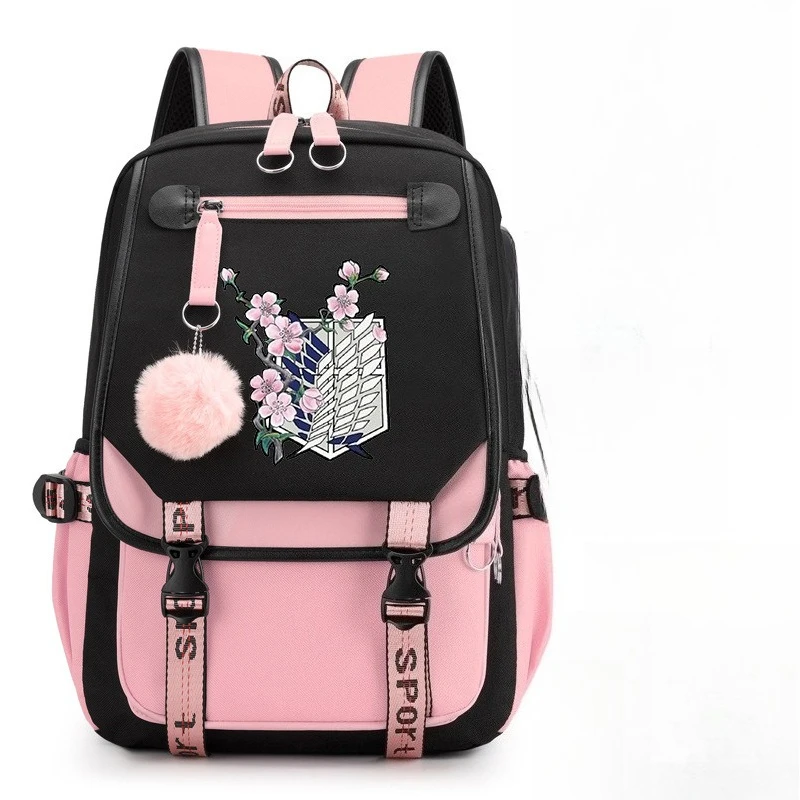Attacking Giants Japanese Anime Print Student Campus Backpack Trendy Backpack Y2k Fashion Toys Anime Frind Kawaii