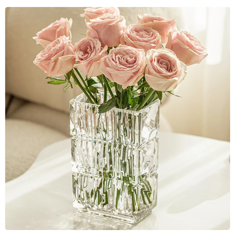 

Clear Glass Vases for Living Room Bedroom Elegant Tabletop Bedside Home Office Decoration Festivals Company Gifts European style