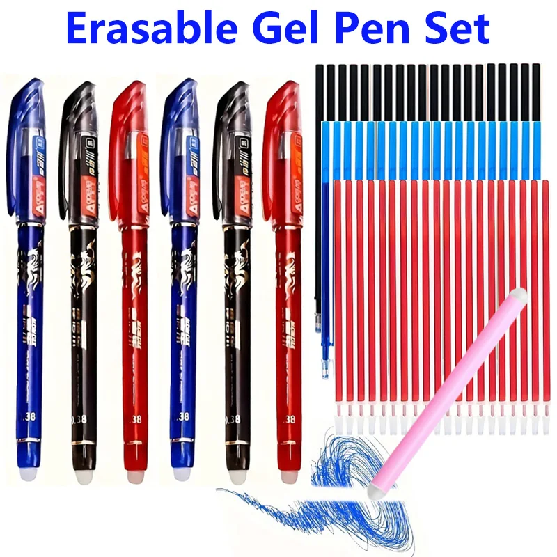 35pcs Erasable Gel Pen Set with Built-in Eraser, 0.38mm Fine Point- ideal for Daily Office Use or study Erasable Pens