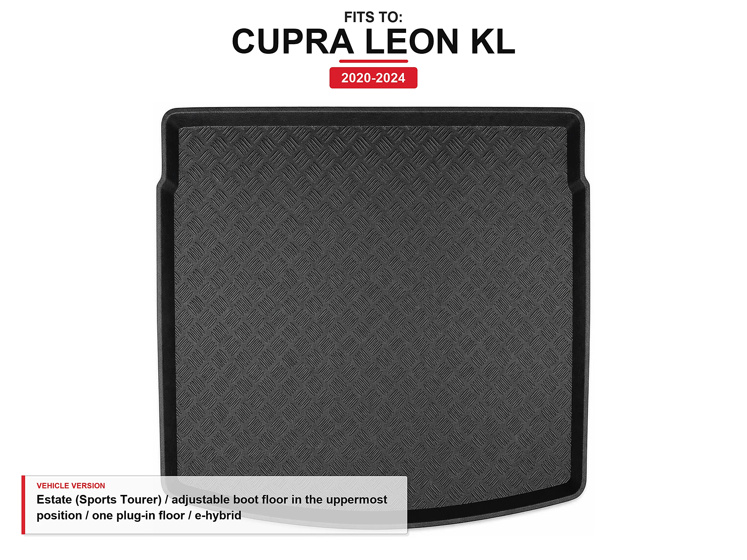 Kofferbakmat met rand voor: Cupra Leon Kl 2020-2024 Sports Tourer