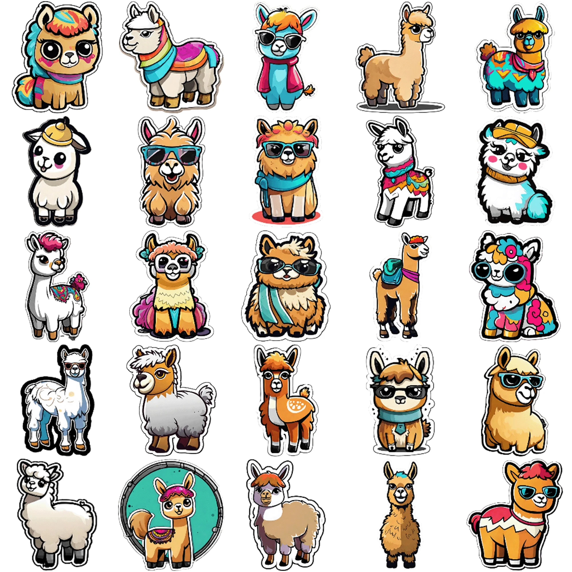 สติกเกอร์การ์ตูน alpaca กราฟฟิตี้ 50 ชิ้น แสดงบุคลิกภาพของคุณด้วยสติกเกอร์การ์ตูน Alpaca Graffiti 50 ชิ้น