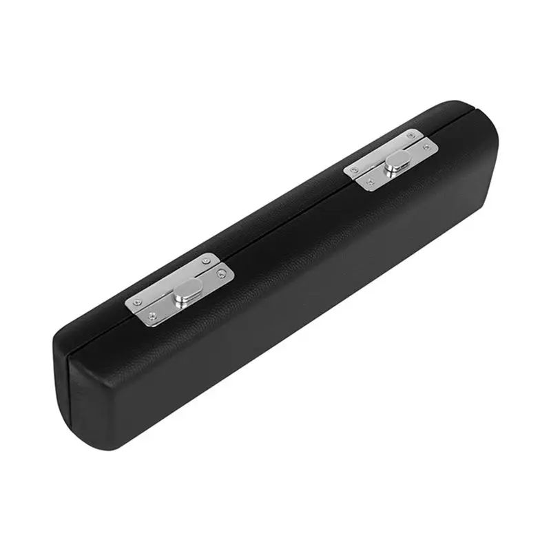AB31-1 PCS 16-Hole Piccolo Storage Leather Box Black Leather To Prevent Bumping Piccolo Box Piccolo Wooden Box