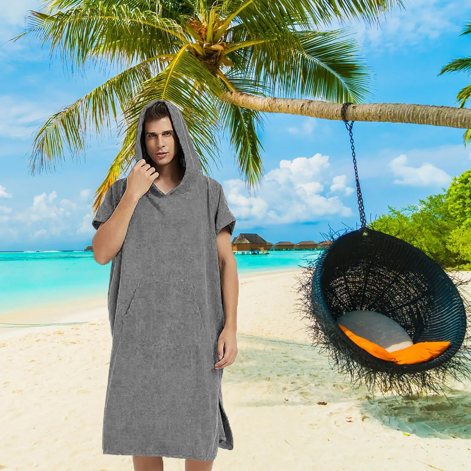 

Полотенце для серфинга, пончо, пляжное пончо для смены, быстросохнущий купальный халат с капюшоном, дышащий для мужчин, повседневный тренажерный зал, путешествия, горячие источники