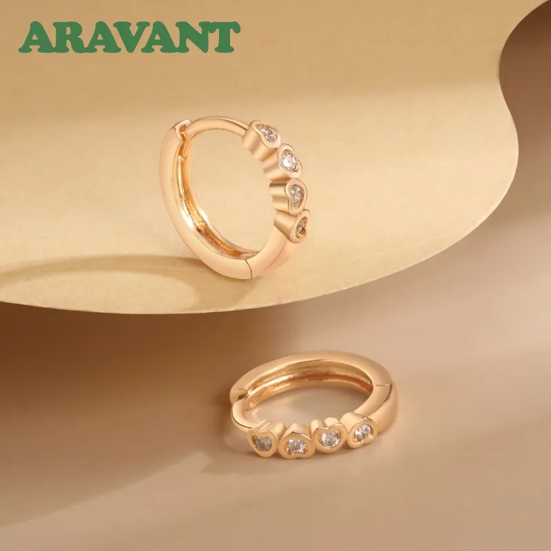 ARAVANT 925 Silver 18K Gold Heart Hoop Earring For Women Girls Charm Jewelry