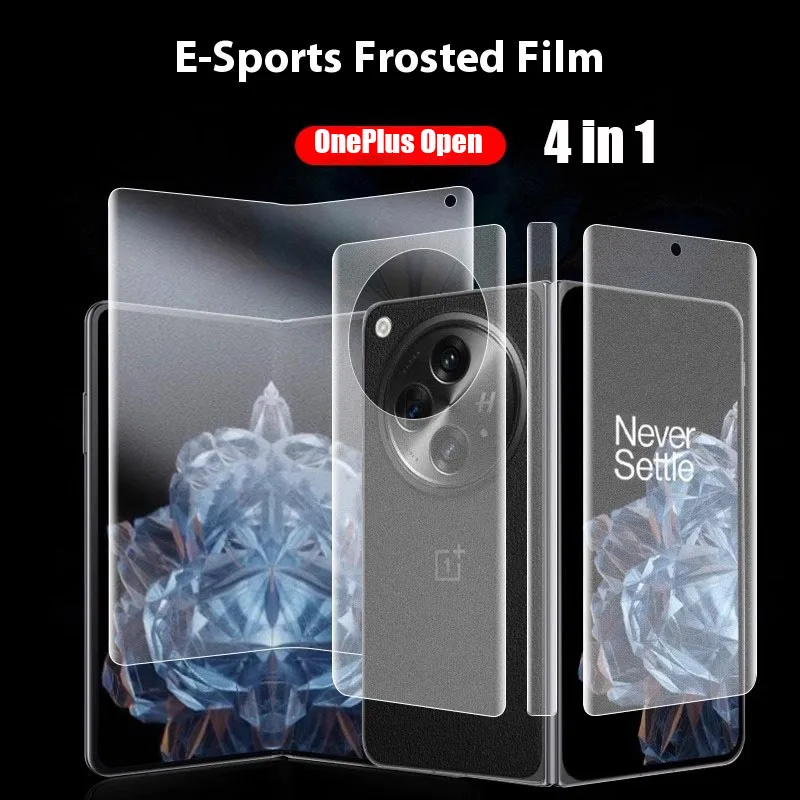Film Hydrogel mat 4 en 1 pour OnePlus, autocollant de charni�re int�rieure et ext�rieure ouverte, protecteur d'�cran complet en TPU pour OnePlus Open