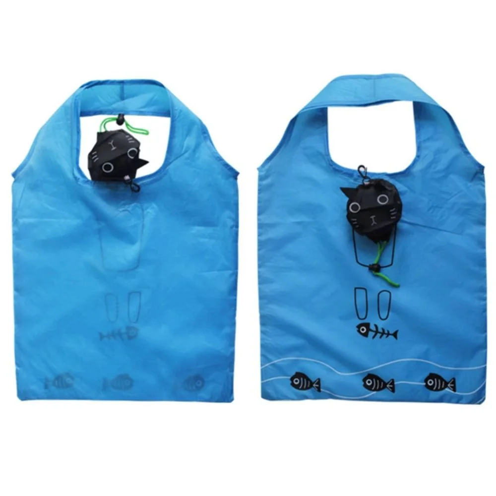 موضة الضفدع حقيبة تسوق قابلة للطي الكرتون حقيبة يد قابلة للطي حقيبة صديقة للبيئة القط حقيبة ملابس التسوق حقيبة التخزين النساء