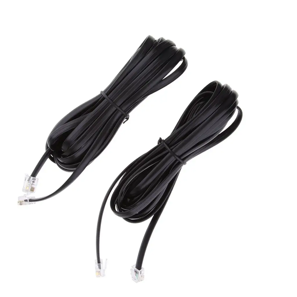 Telephone Cable Cord Flat 6P6C RJ12 Male to Male Modular Data Cable for Office Desk Phone Connection