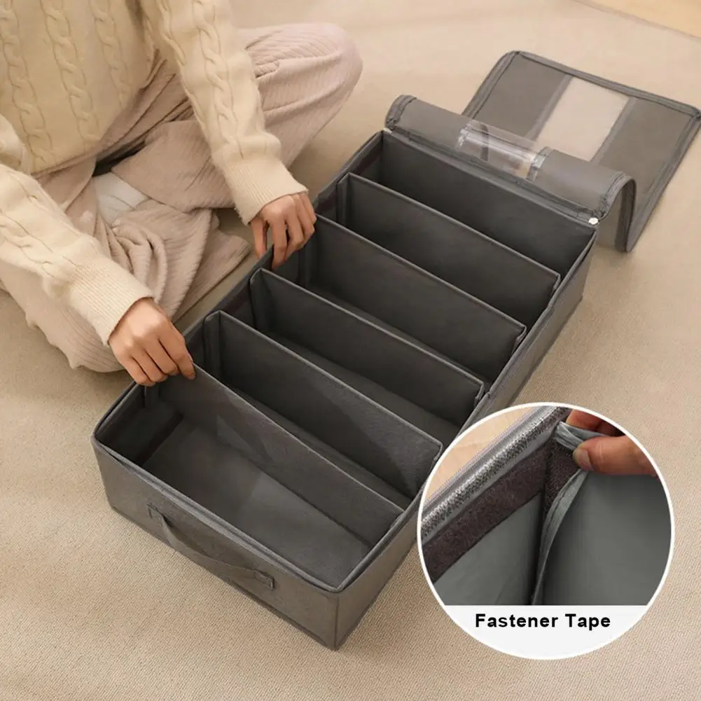 Detachable Partition Shoe Box Foldable Shoe Box with Transparent Window Zipper Closure Capacity Organizer for Clothes Books More