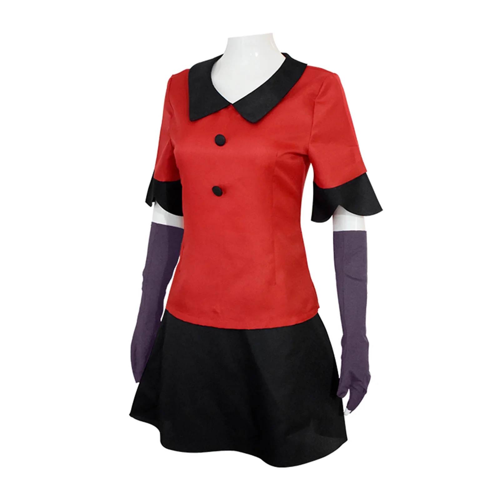 Anime Hazbin for Game Fans Vaggie Cosplay Costume Adult Women Red Short Sleeve Top Black Skirt Daily School Uniform Skirt