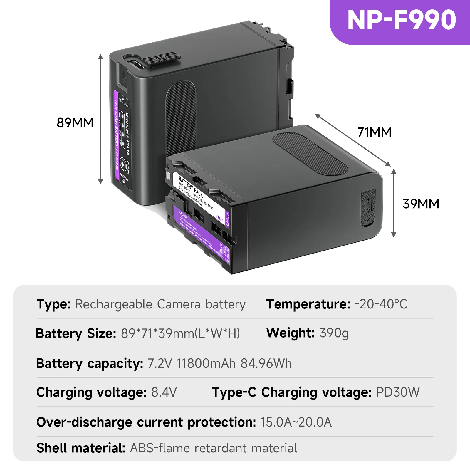 PALO 11800mAh NP-F990 Battery for Sony NP-F980 NP-F960 NP-F750 HVR-HD1000 HVR-HD1000E HVR-V1J Batteria with Fast  Charger USB