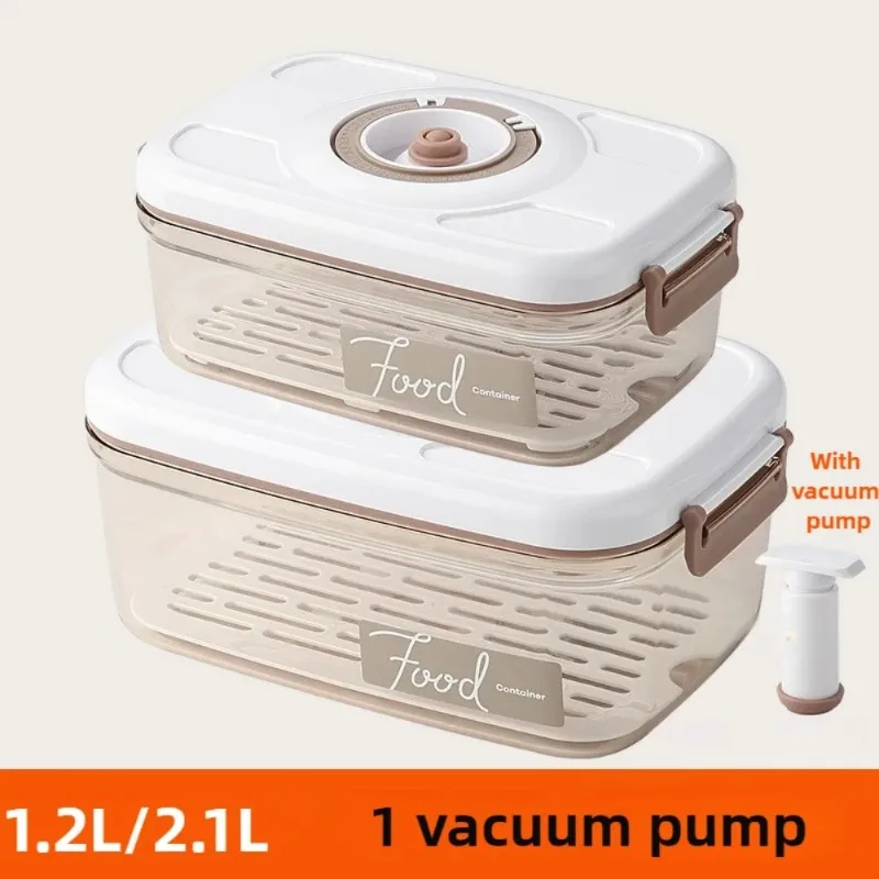 

Vacuum sealed fresh-keeping box for refrigerators, drain storage box, plastic transparent refrigeration box, large capacity