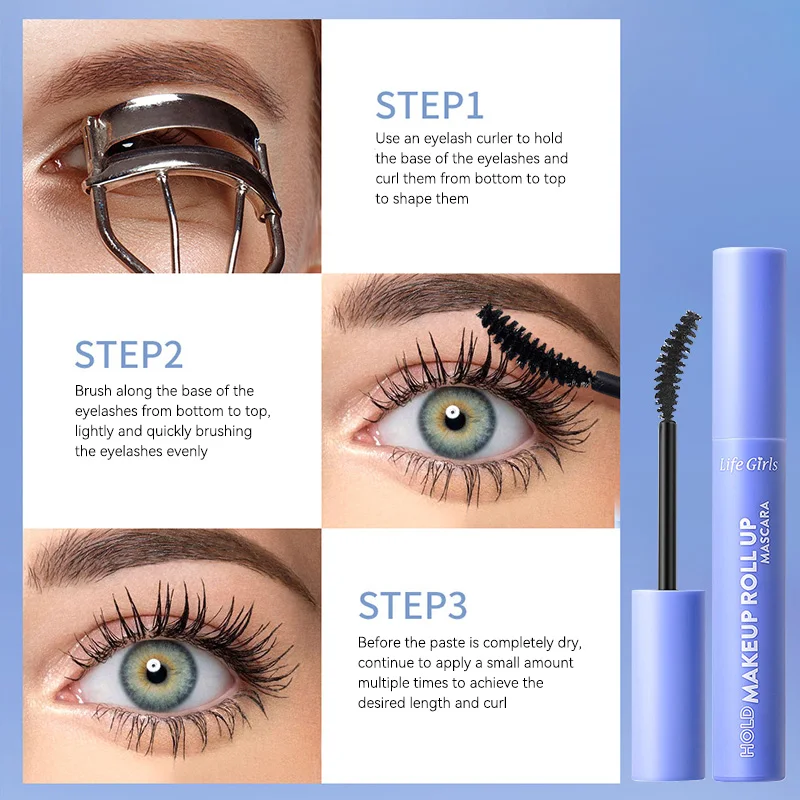 Life Girls Curly Mascara, thick and natural, waterproof and won't smudge makeup, styling base cream, natural and slightly curly