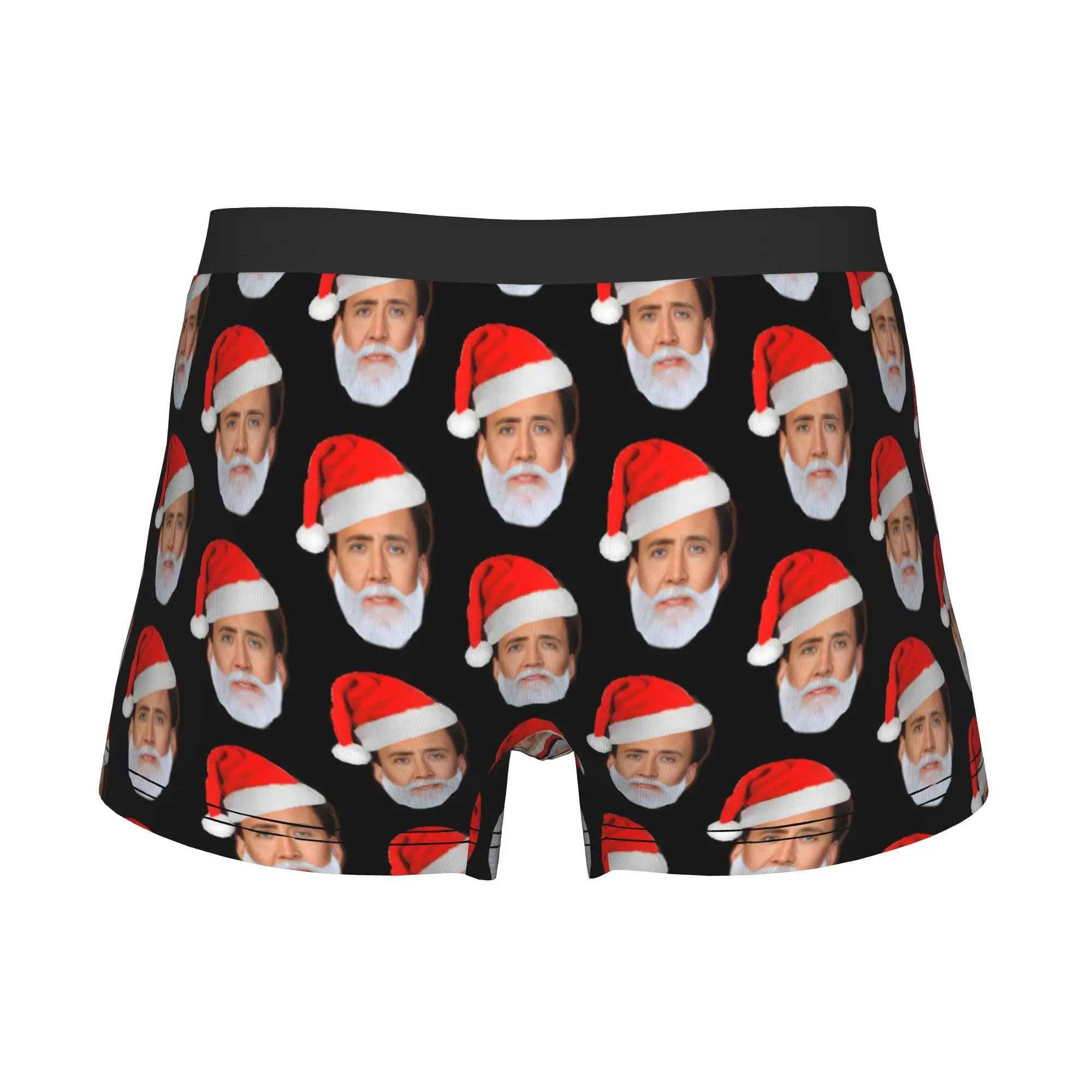 Cute Nicholas Cage Boxers Shorts Mens Santa Claus  Briefs Underwear Novelty Underpants