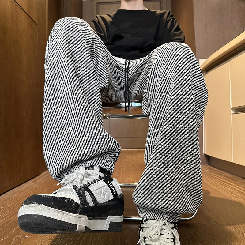 Summer Waisted Lounge Casual Pants Color Blocking Stripe Beam Feet Trousers Hip Hop Street Clothing Sweatpants