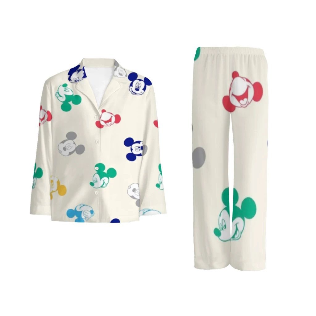 Pijama estampado Disney Mickey Mouse masculino ou feminino |   Conjuntos de pijama fofos |   Roupa de salão elegante para mulheres |   Roupas macias