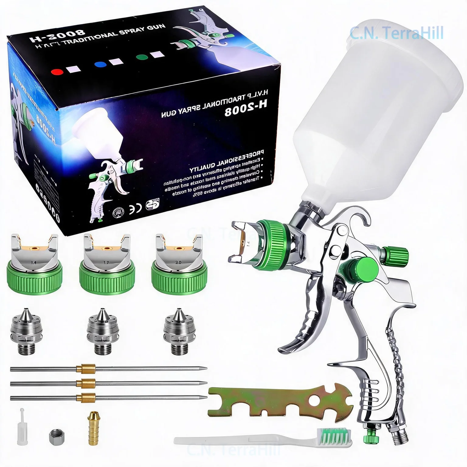 Air Spray Paint Gun 2008 Gravity Feed HVLP Automotive Body Repair Painting Tool for Car Furniture Lacquer Coating