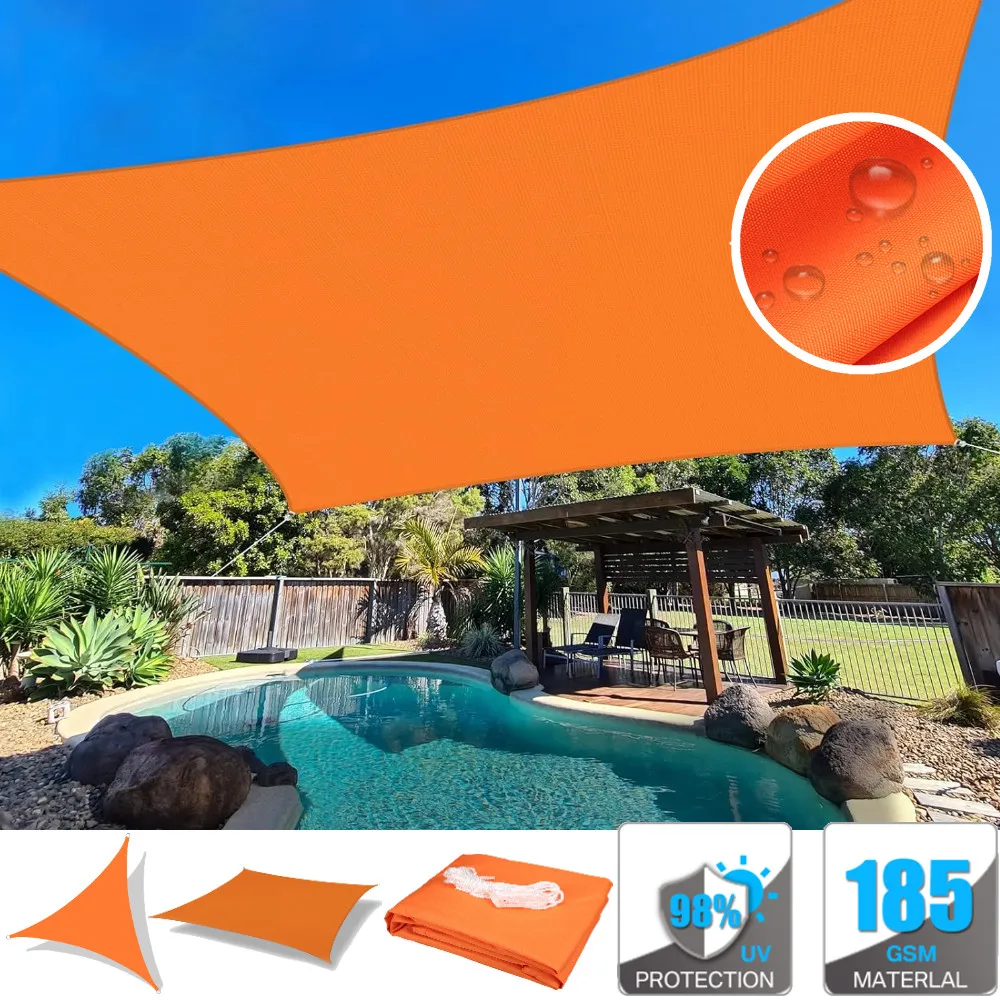 

Orange Waterproof Sun Shade Sail Rectangle Triangle Outdoor Canopy Cover UV Block Sun Shelter for Backyard Porch Pergola Deck