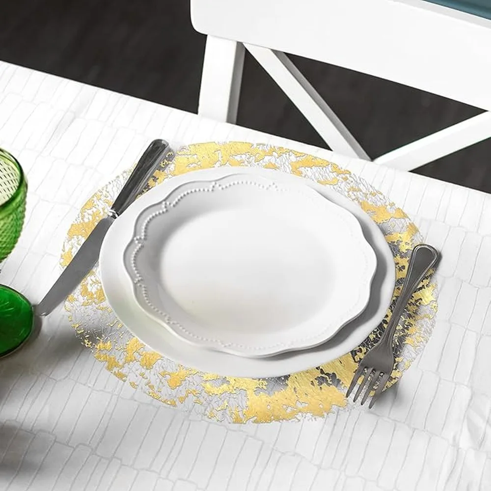 Easy Clean Up Gold Foil Placemat Disposable Table Mat Golden Dinner Mat Restaurant Table Decor