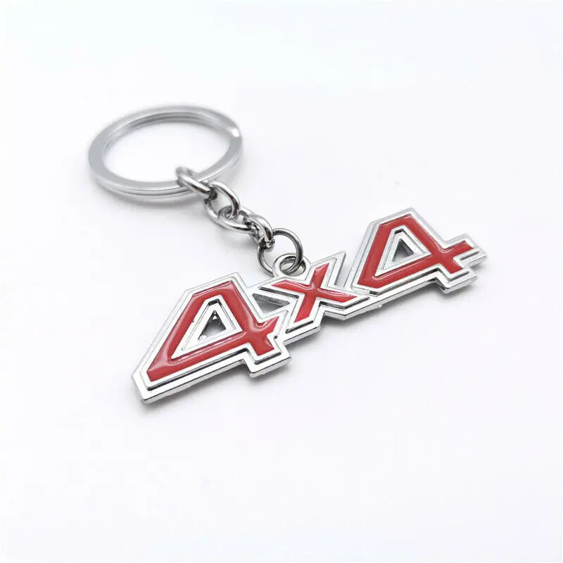 

1pc 4x4 Chrome Red KeyChain Car Key Ring Keyfob Key Chain for Avalanche Sierra Ram Wanger Car Accessories