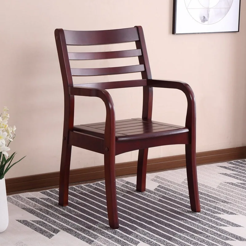 Solid wood back chair Chinese family armrest dining  for the elderly mahjong chair student office meeting  wooden