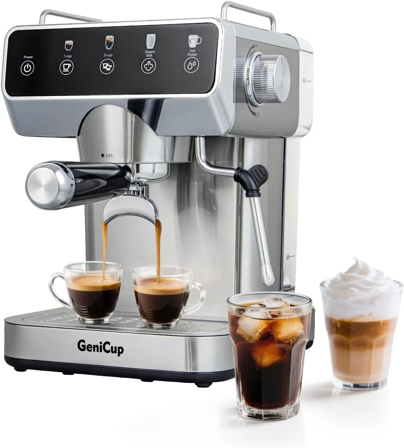 

Expresso Coffee Machines with Touchscreen 20 Bar Professional Espresso Maker with Milk Frother Hot Water Stainless Steel