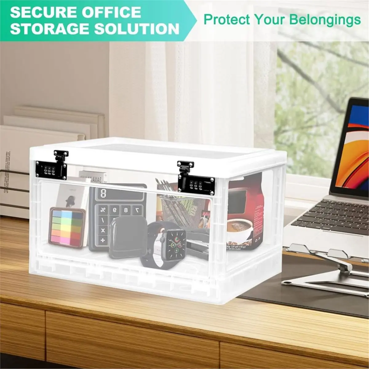 Large Medicine Lock Box with Dual 3-Digit , 24L Lockable Storage Box for Medication, Snacks, Phone