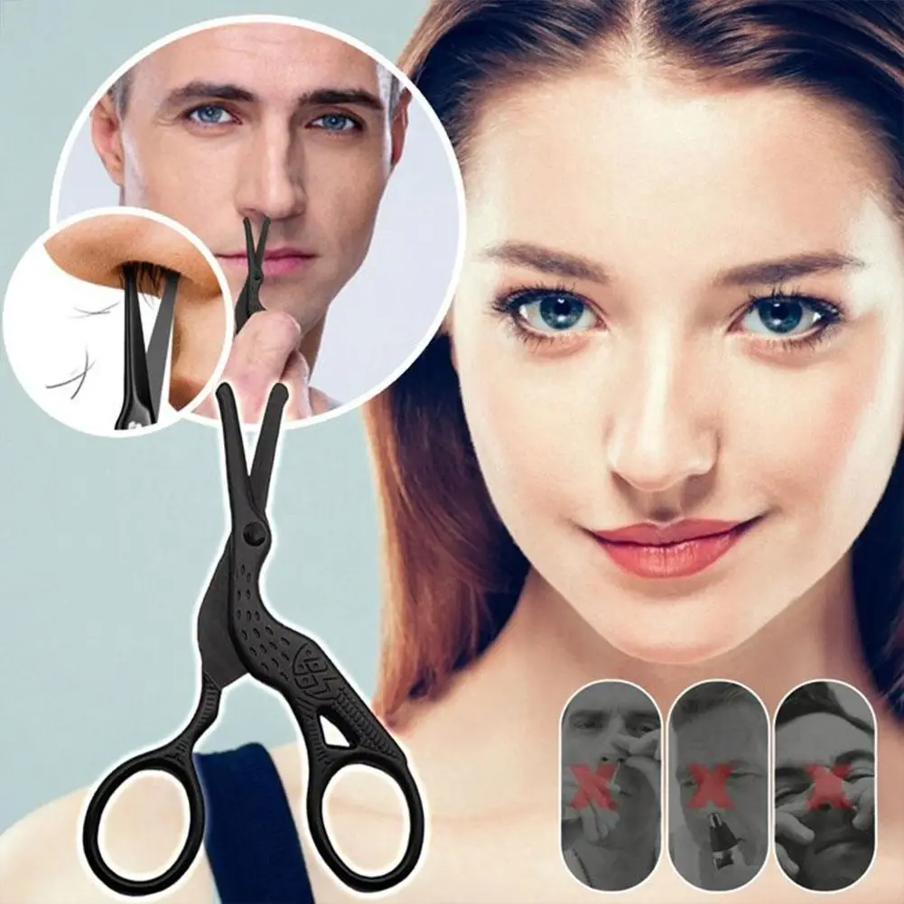 1PCS Round Tip Nose Scissors Nose Hair Trimming Scissors Round Head Nose Hair Cutting Man Facial Hair Scissor Makeup Beauty Tool