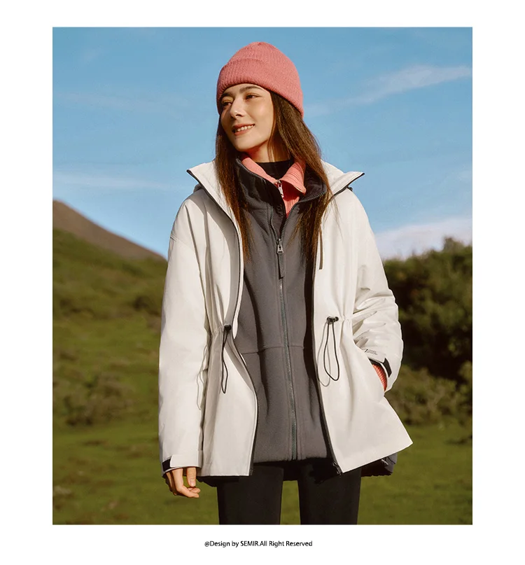 Semir Down Jacket Women 2026 New Two-Piece Three-in-One Outdoor Travel Daily Waterproof Oil-proof Stain-proof Woman Winter Coat