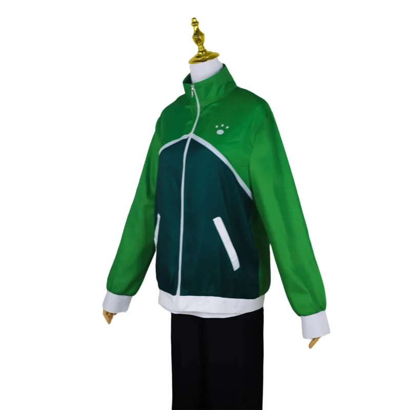 أنيمي Zom terau تنكري للأولاد ، تيندو ، جاكيت أخضر ، شعر مستعار ، دلو ، قائمة الموتى ، زي حفلة الهالوين