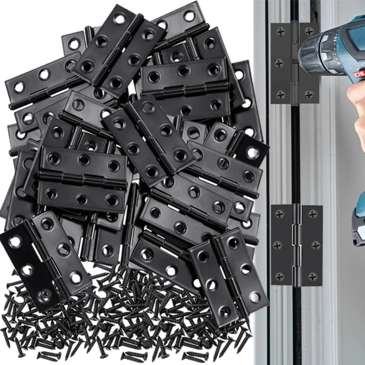 

Черные дверные петли, стыковые петли из нержавеющей стали с винтами, мебельные петли для ящика шкафа, монтажная пластина, плоские крепежные кронштейны