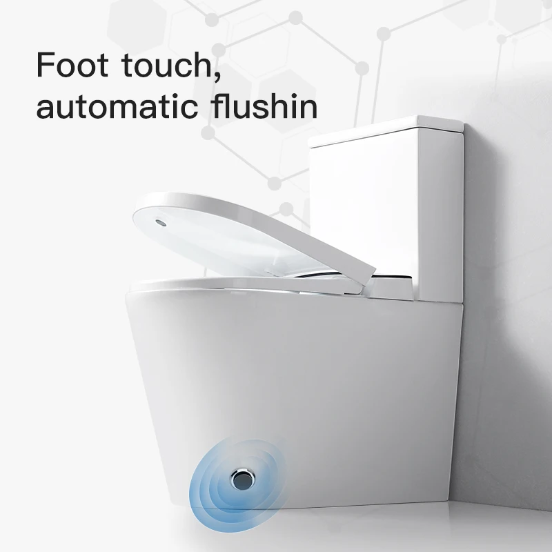 Two-Piece Smart Automatic Flush Toilet Ceramic Floor Mounted Elongated Bowl Remote Control Seat Heating SAA Certified P-Trap