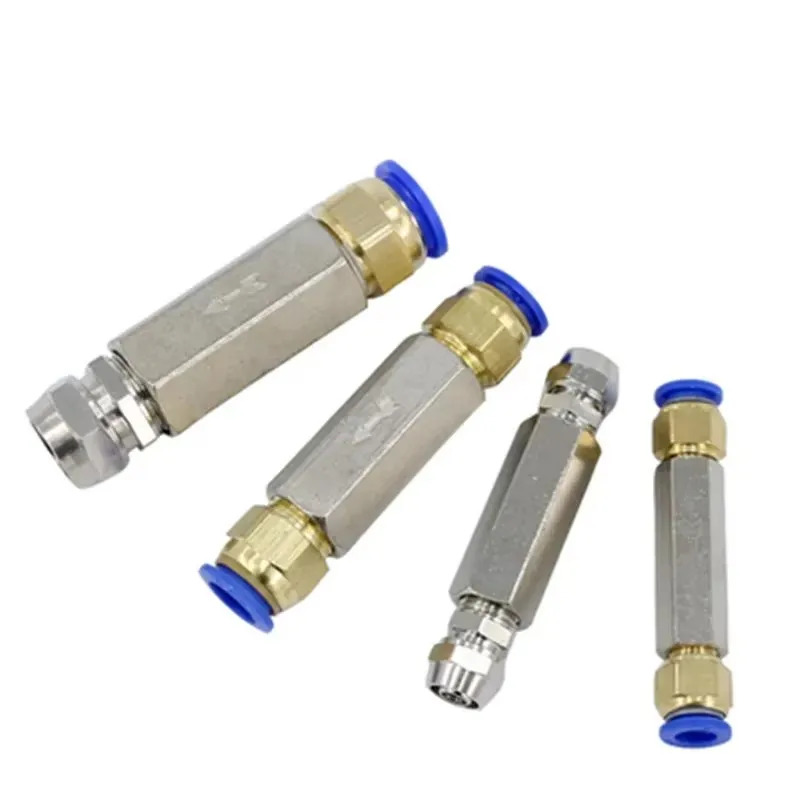 Pneumatic Check Valve 6mm 8mm 10mm 1/4 OD Hose One Way Valve Air Gas Single Way Brass Valve Air Compressor Pipe Fitting Adapter