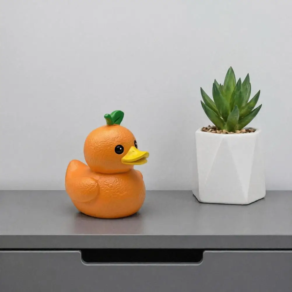 Whimsical Sculptures Funny Orange Eggplant Duck Figurine Fruit Vegetable Resin Statue Adorable Desk Decor for Car Dashboard Home