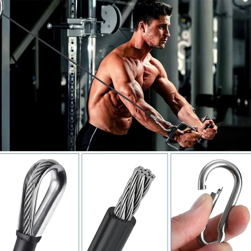 Sturdy Home Gym Extension Cable Stainless Steel Wear Resistant and Firm Gym Cable Nylon Protective Cover Rubber Coated