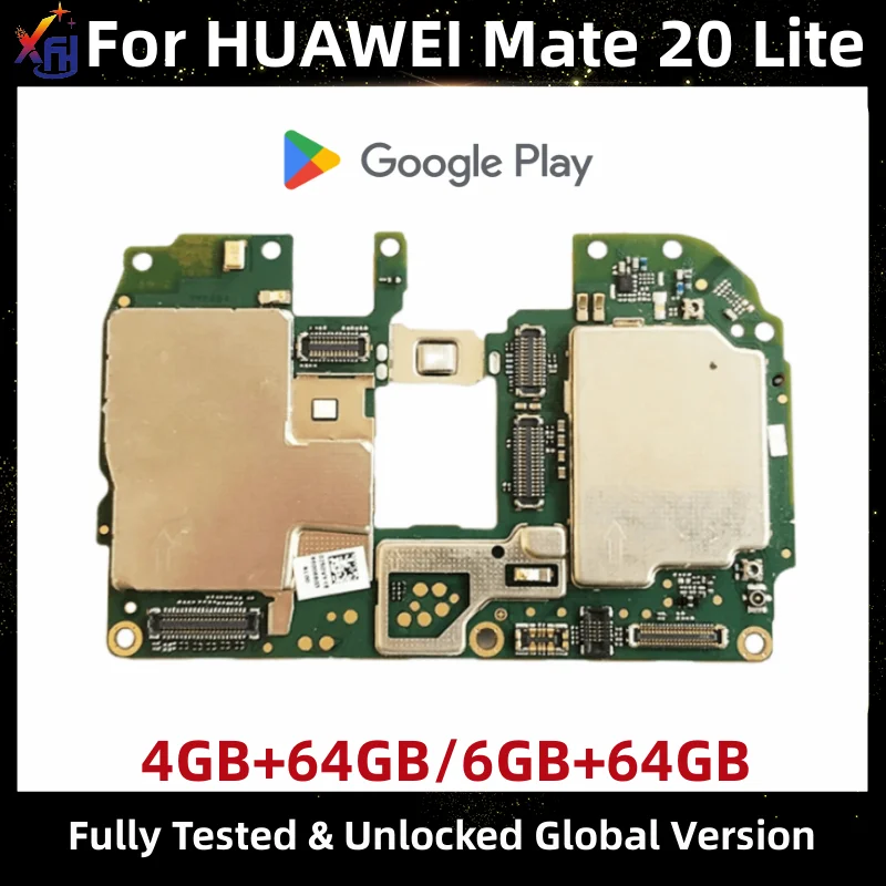 

Материнская плата для HUAWEI Mate 20 Lite, 64 ГБ ПЗУ, материнская плата, полные чипы с установленным Google Playstore