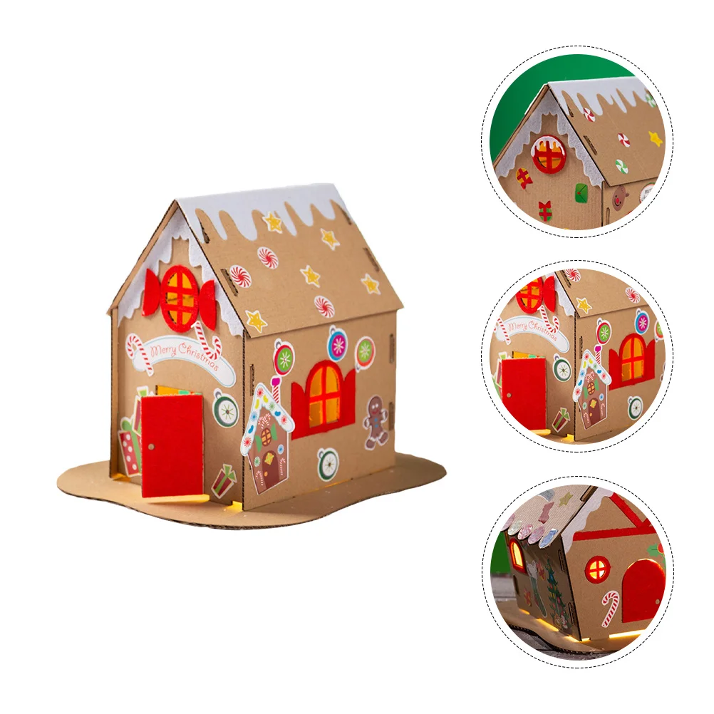 DIY Christmas House Candy Gingerbread for Xmas Miniature Village Houses Paper Pendant Decor Decorations Cardboard Child