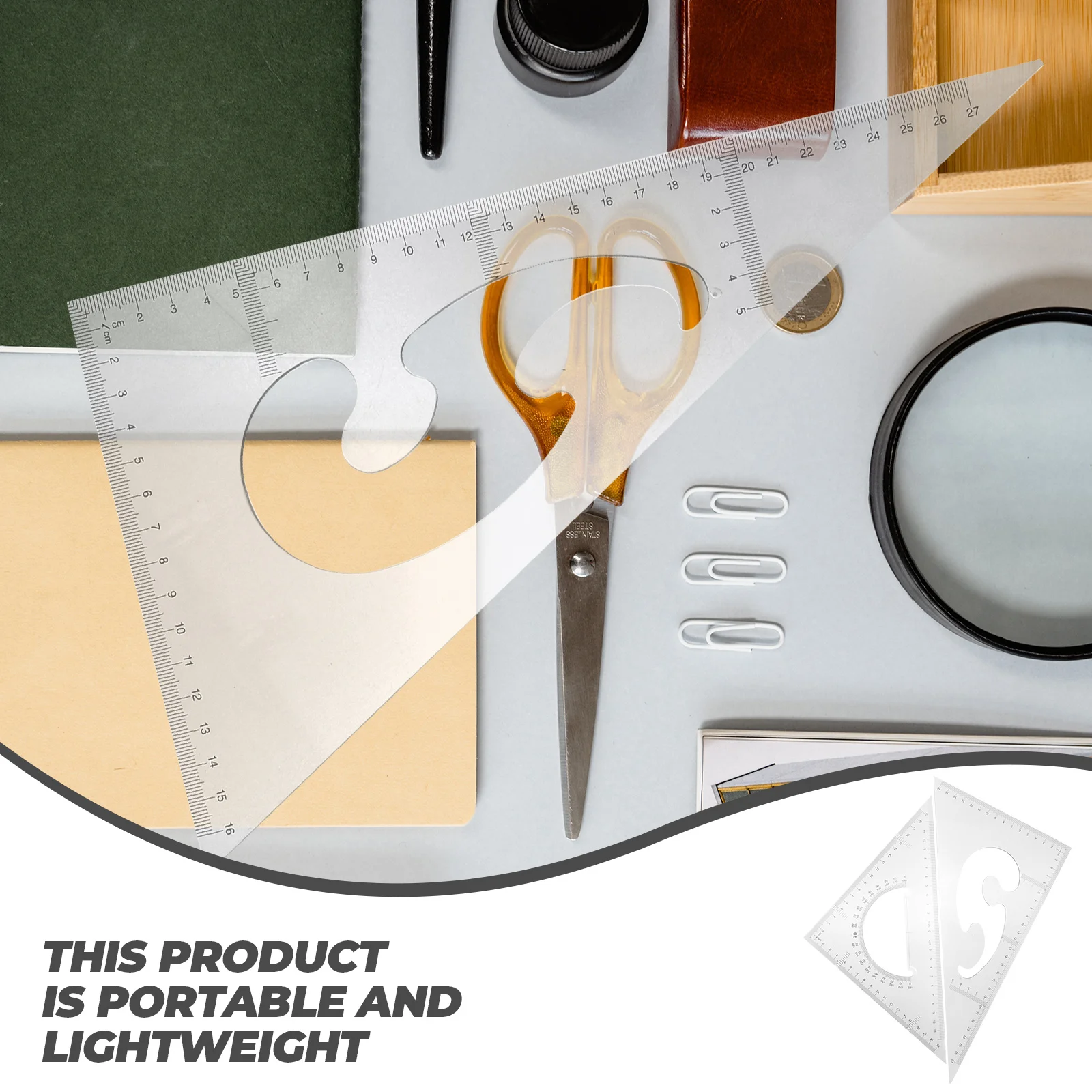 4 Pcs Multifunction Ruler Triangle Board Precision Scale Rulers Multipurpose Tool Plastic Measurement Rules Geometry