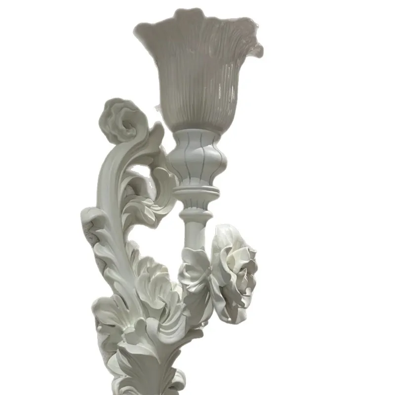 Lampu dinding Prancis, lampu dinding bunga angin krim mewah asli dengan ukiran seni untuk latar belakang koridor pintu masuk ruang tamu