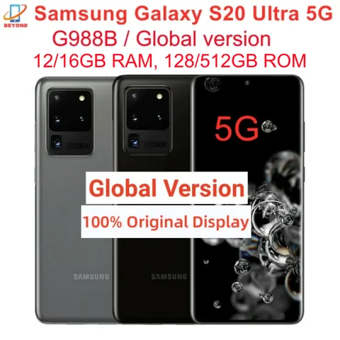 Samsung Galaxy S20 Ultra 5G G988B/DS Global Version Original 6.9" AMOLED 12GB RAM 128GB 512GB ROM NFC Octa Core Exynos Cellphone